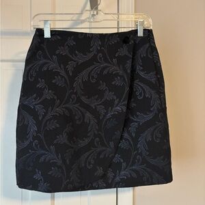 LOFT Black Floral Mini Skirt
